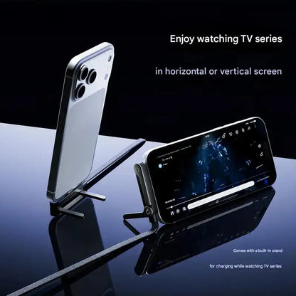 2-In-1 Invisible Holder Charger Cable 240W Fast Charging Foldable Phone Holder Data Cable with Built-In Phone Stand