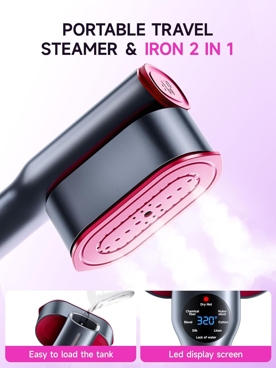 2-In-1 Steamer & Iron for Clothes,15S Fast Heat-Up 1200W Portable Handheld Garment Steamer,Travel Size with Large Ceramic Heat Panel,Quick Wrinkle Removal,110V-120V